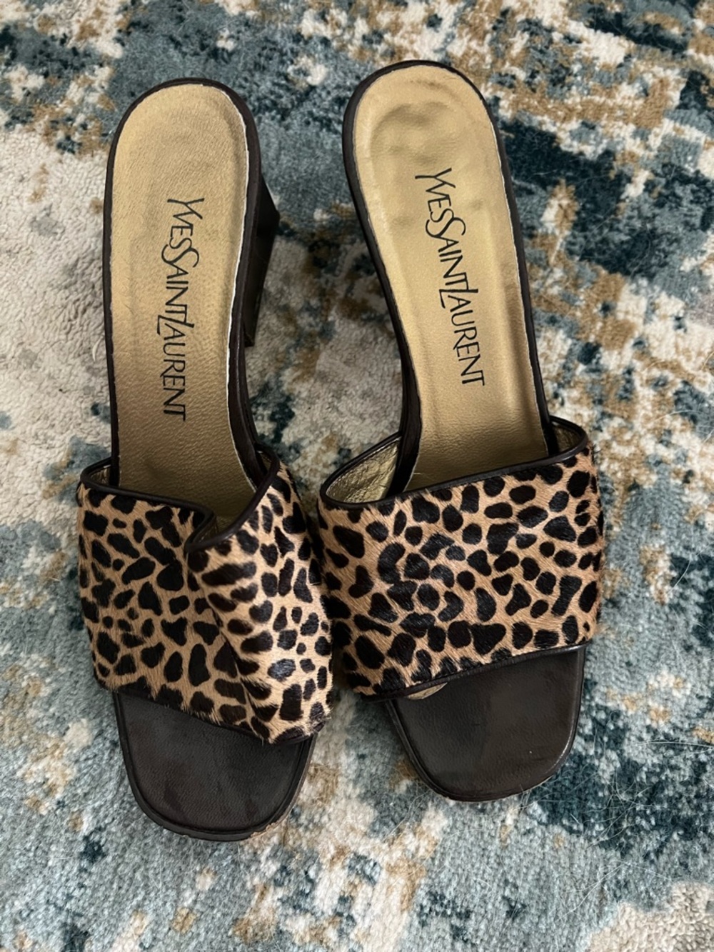 Friday Sale!! YSL Sexy Leopard Print Mule Slides -Brown/Black. Great condition!